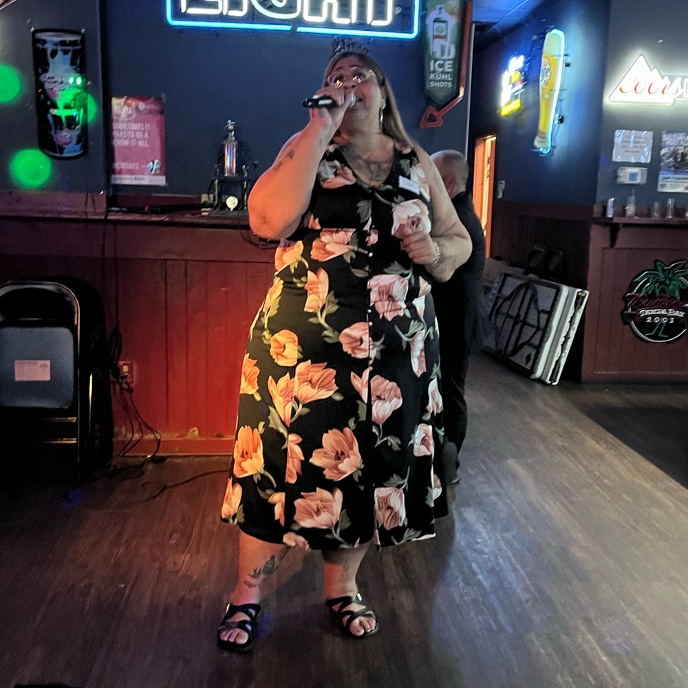 Plus Size 3X Always Indigo Floral Black Maxi Dress